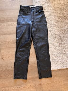 Abercrombie & Fitch Black Vegan Leather High-Rise Pants Curve Love